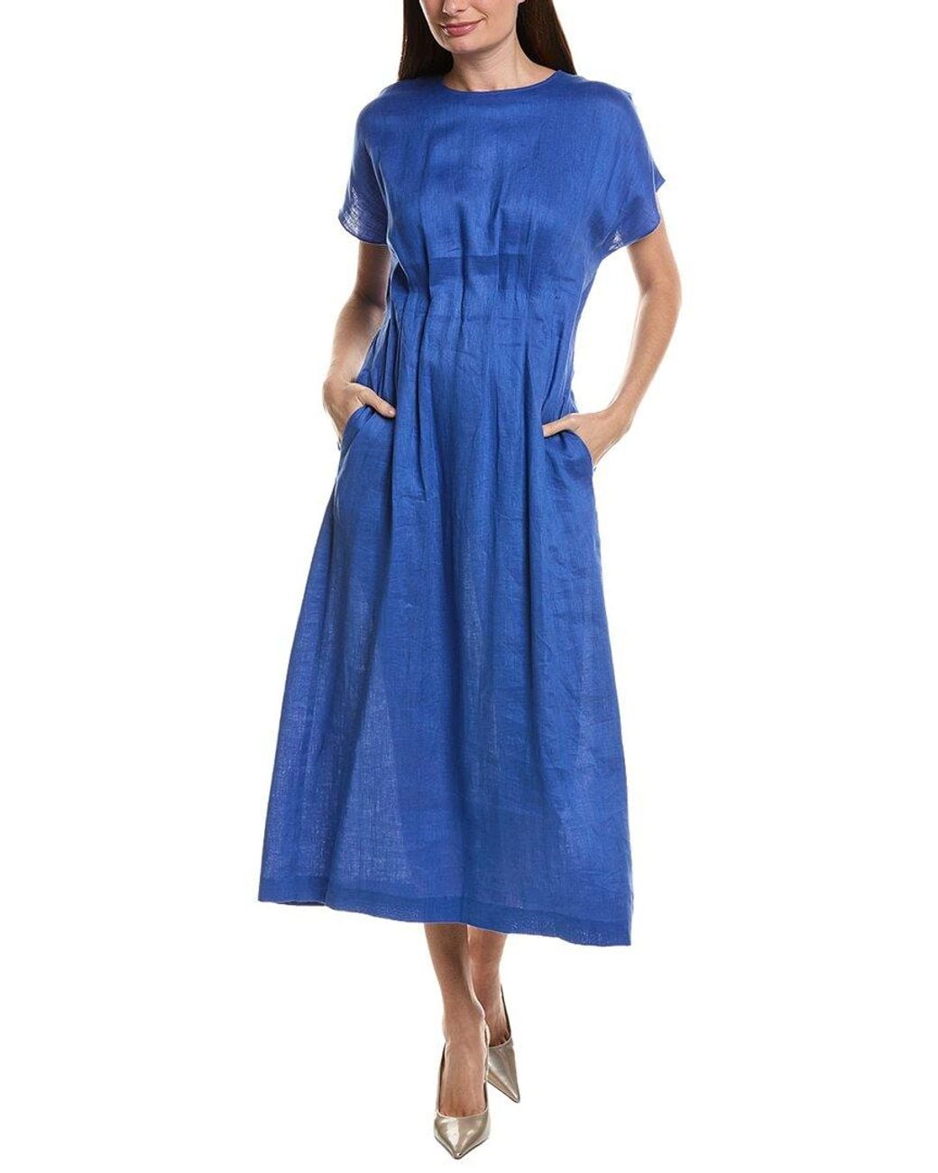 Sara Campbell Blue Celine Linen Dress