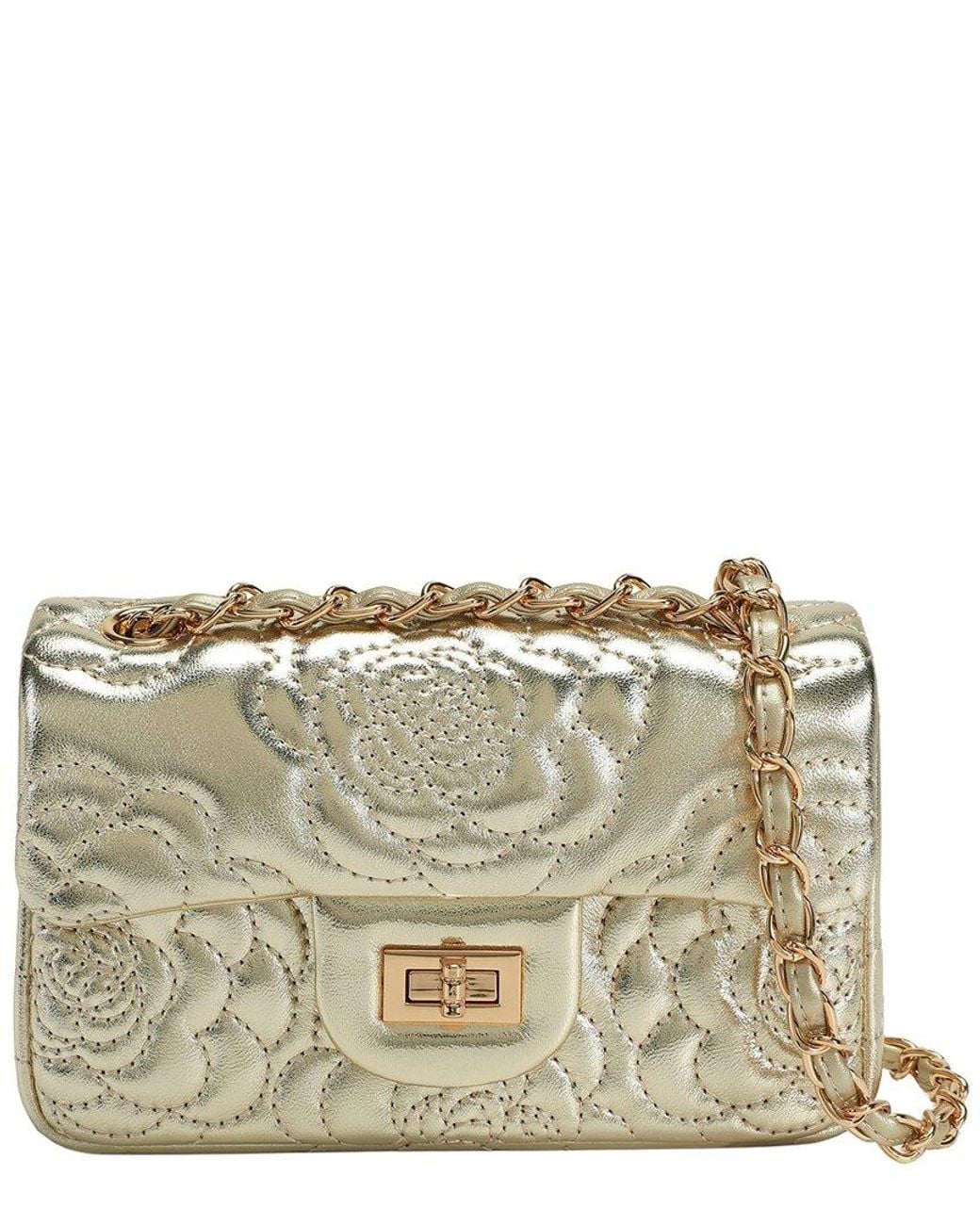 Tiffany & Fred Paris Metallic Quilted Sheepskin Crossbody
