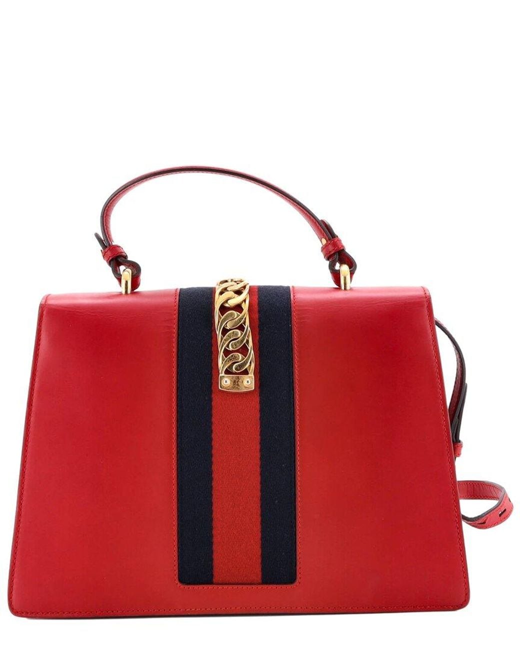 Gucci Red Sheep Leather Sylvie Top Handle Bag Medium (Authentic Pre-Loved)
