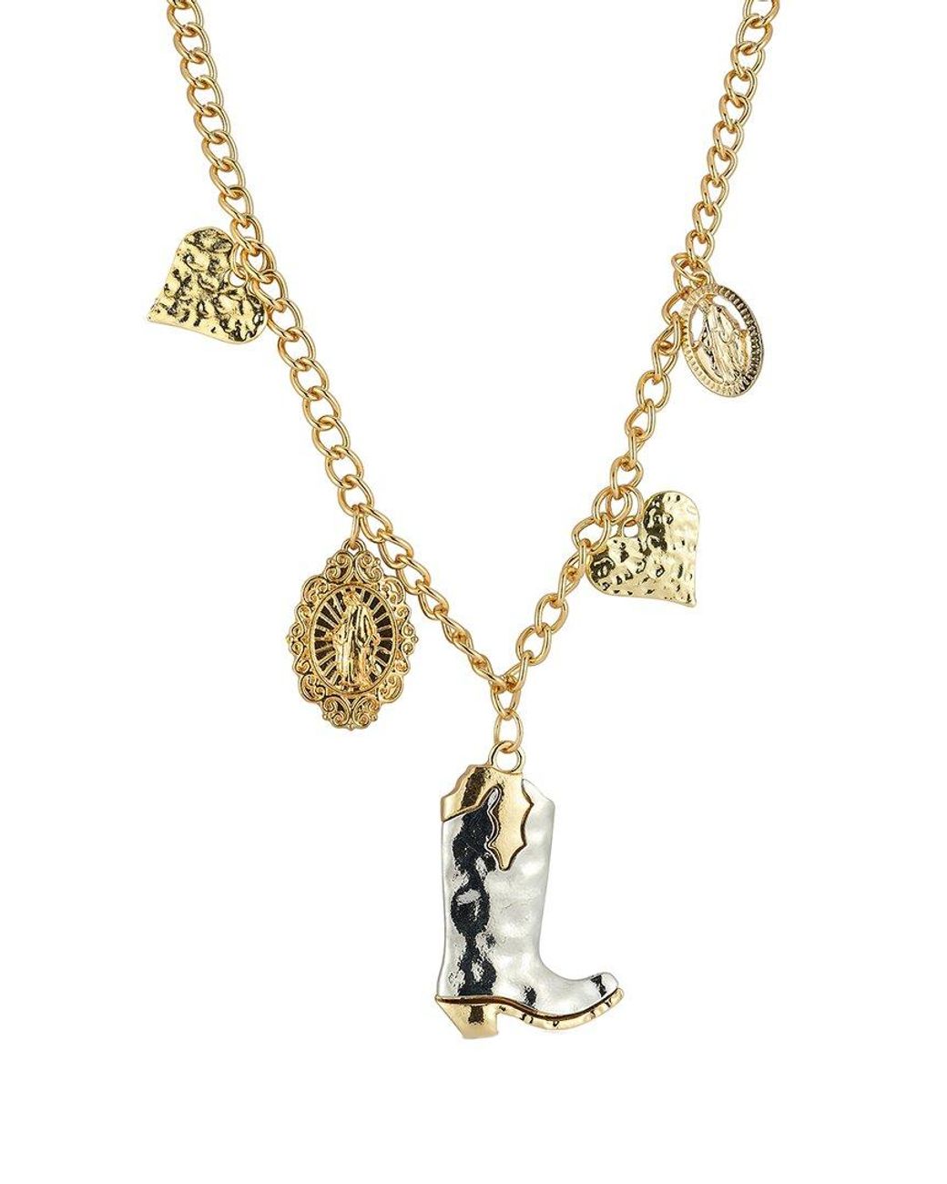 Sphera Milano Metallic Plated Cowboy Boot Heart Charm Necklace