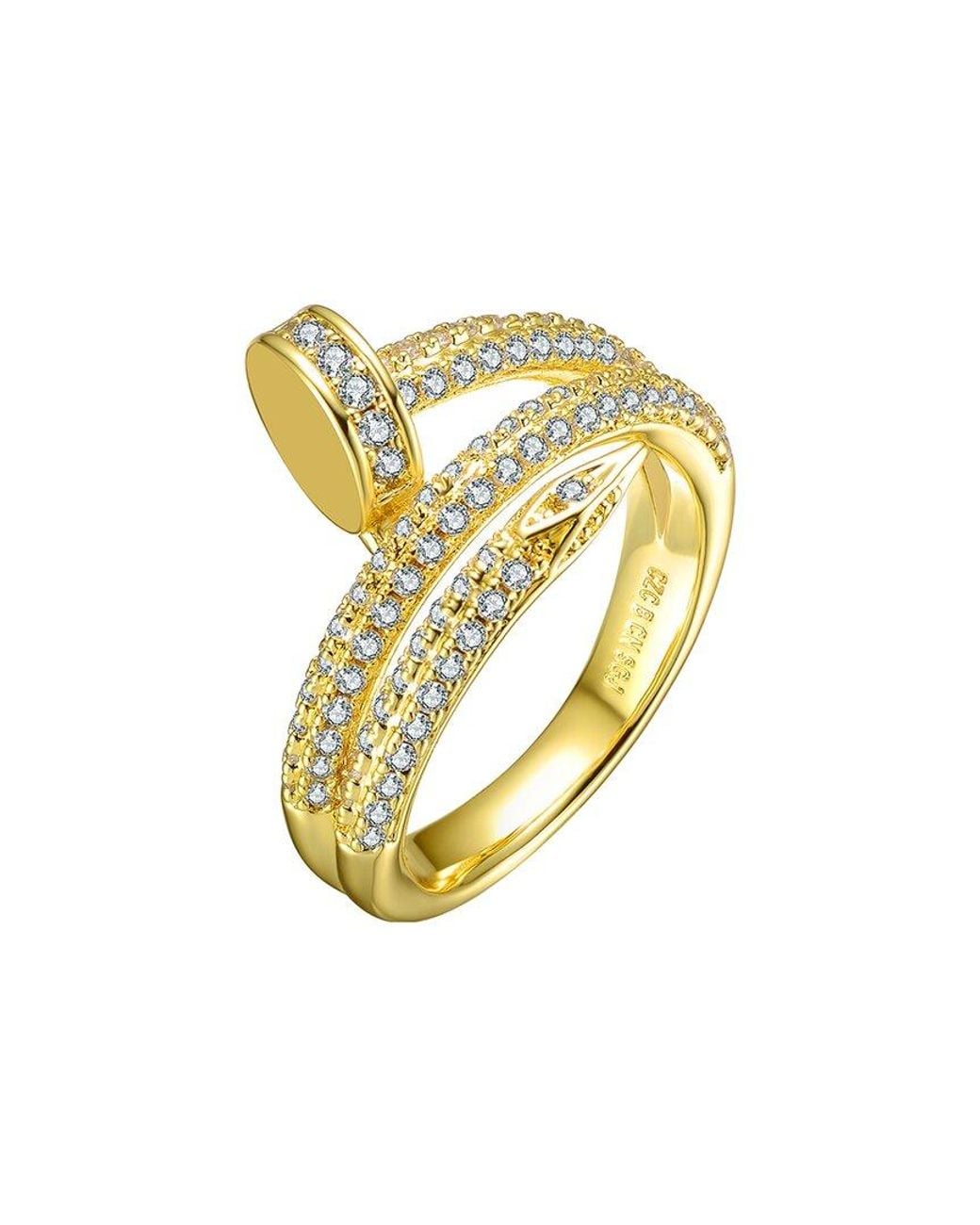 Rachel Glauber Metallic 14k Plated Cz Ring