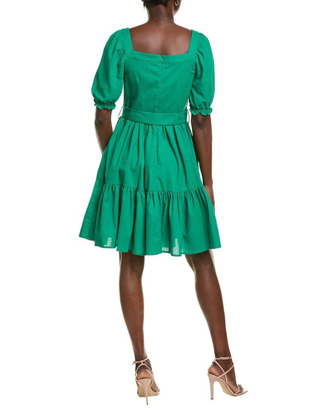 BGL Green Linen-Blend Mini Dress