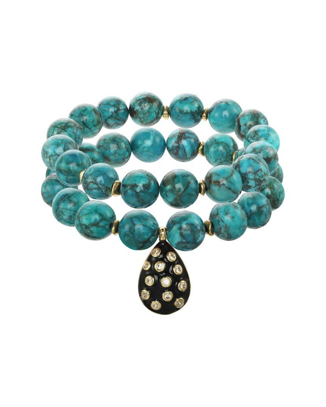Rachel Reinhardt Jewelry Green 14K Plated Charm Bracelet
