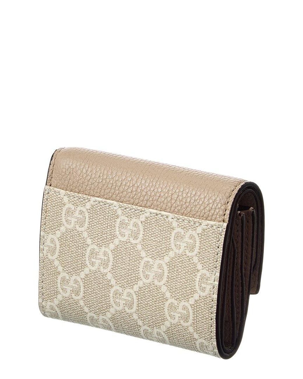 Gucci Natural Gg Marmont Gg Supreme Canvas & Leather Card Holder