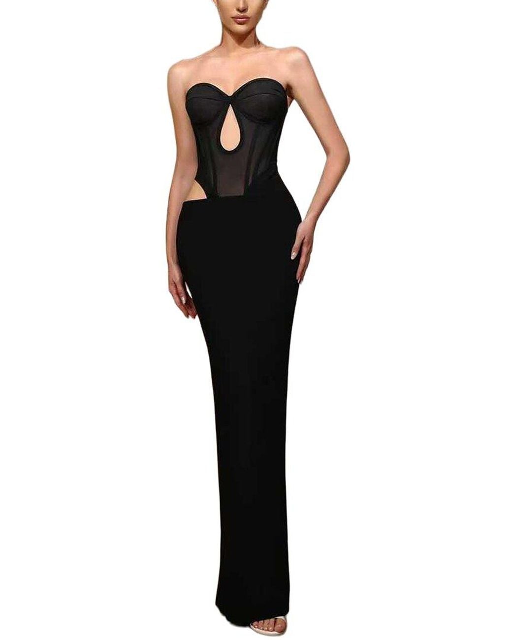 Dilireba Black Sleeveless Solid Maxi Dress