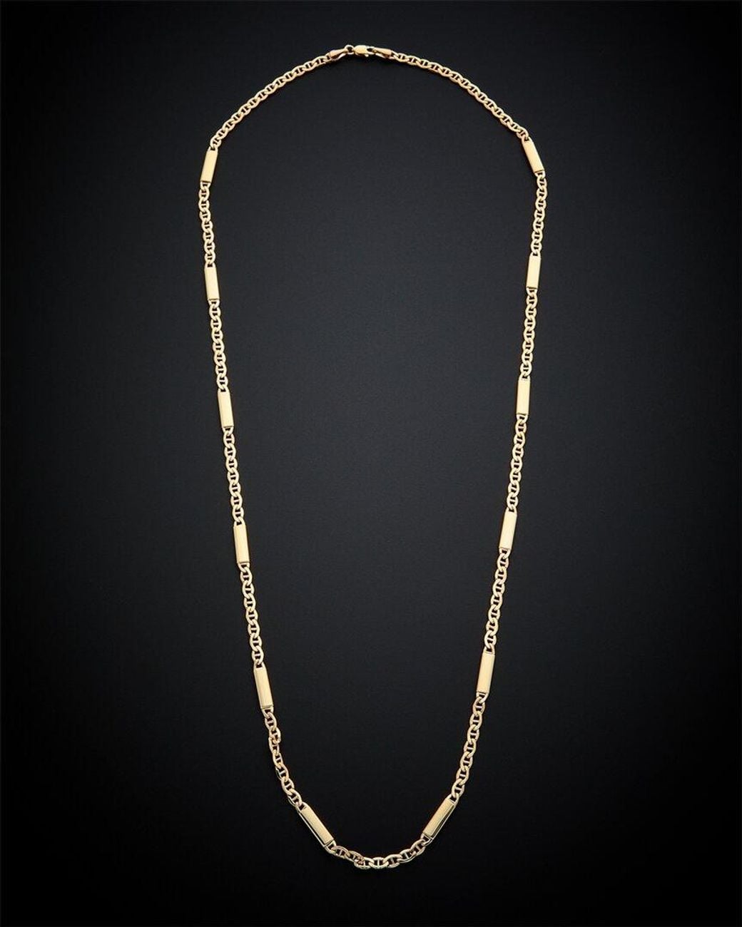 Italian Gold Black 14k Bar Station Necklace