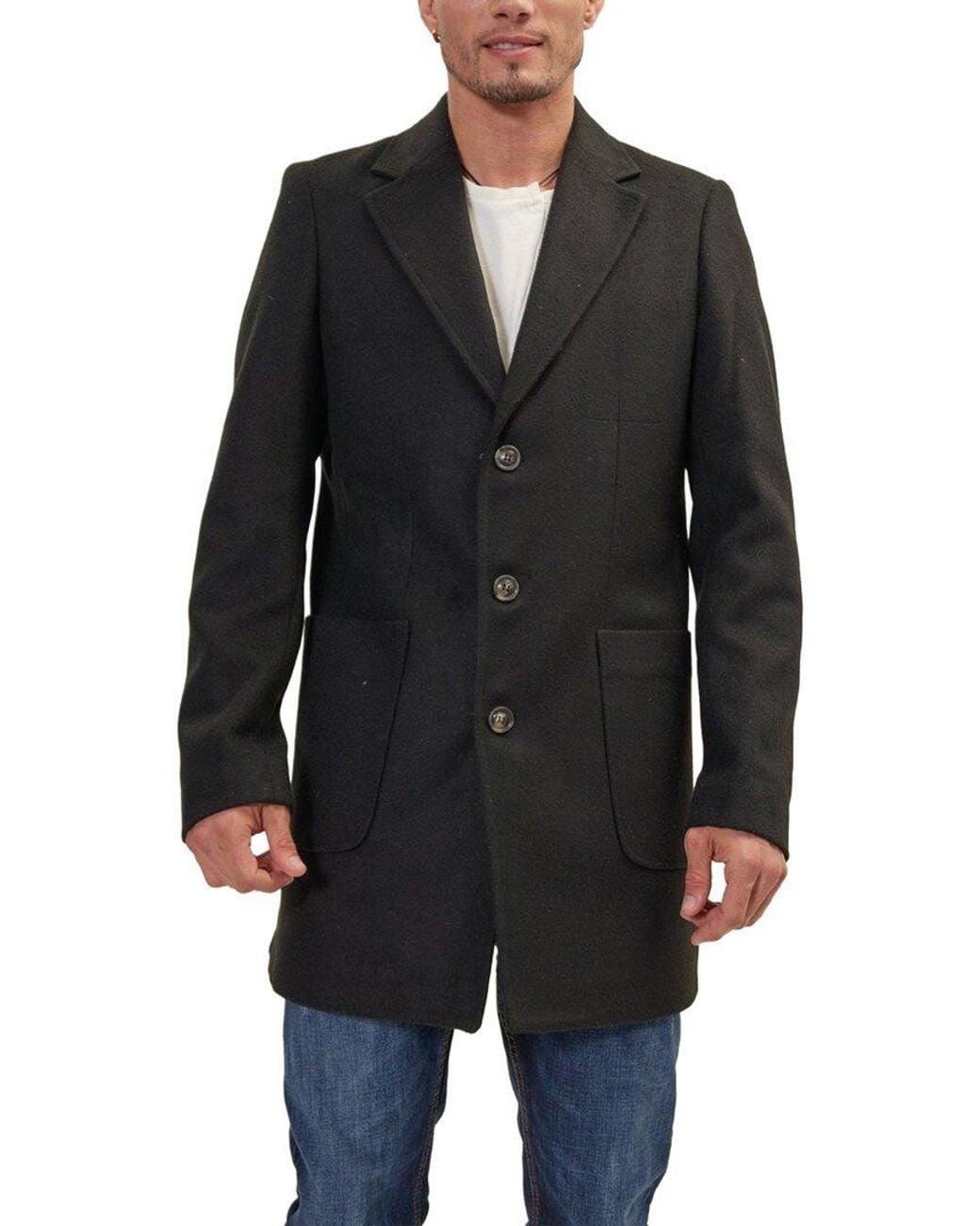 Ron Tomson Black Overcoat for men