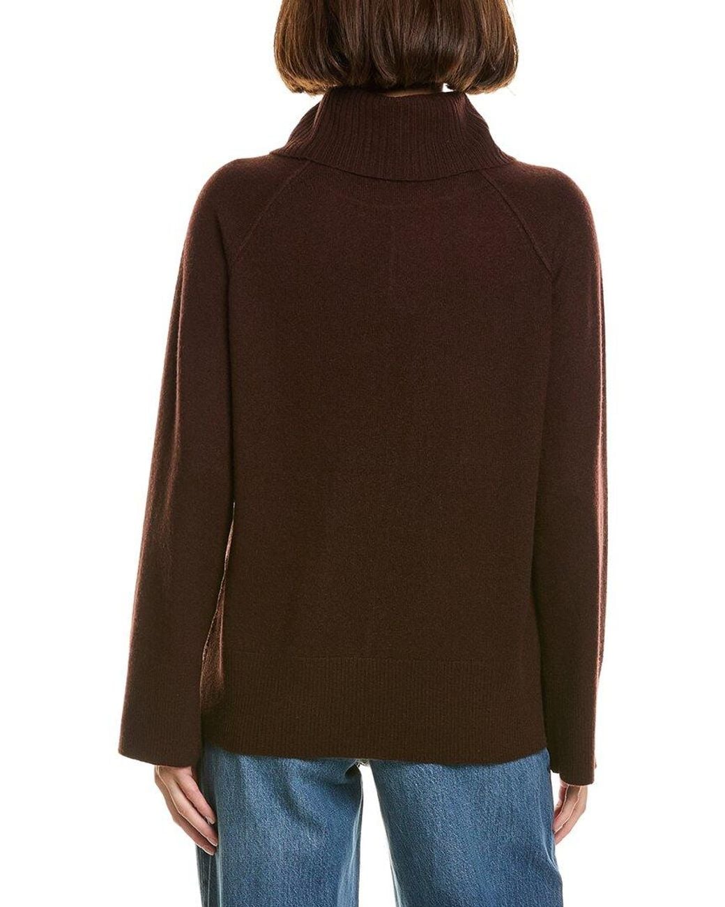 InCashmere Brown Wide Sleeve Cowl Neck Wool & Cashmere-Blend Sweater