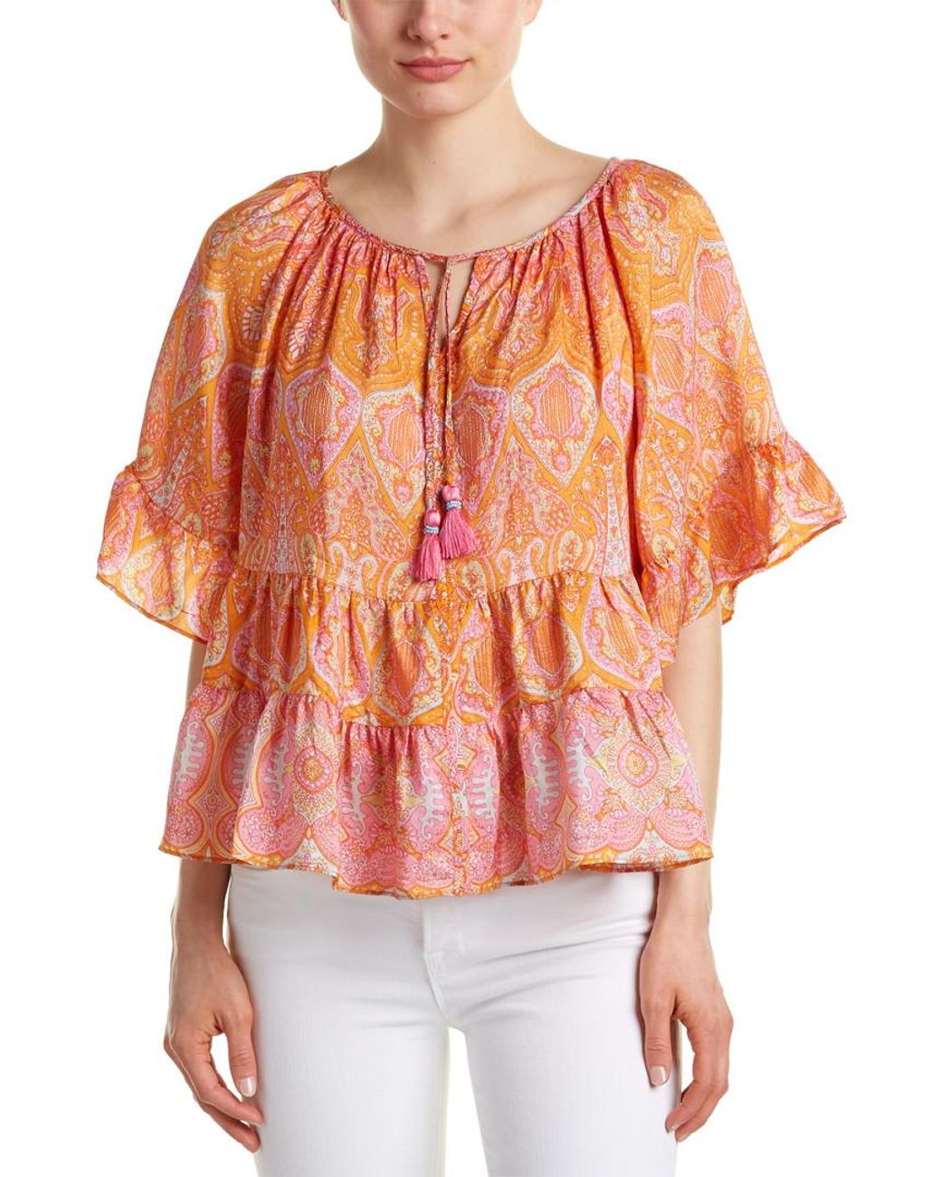 Calypso St. Barth Espazi Silk Top in Orange Save 6 Lyst