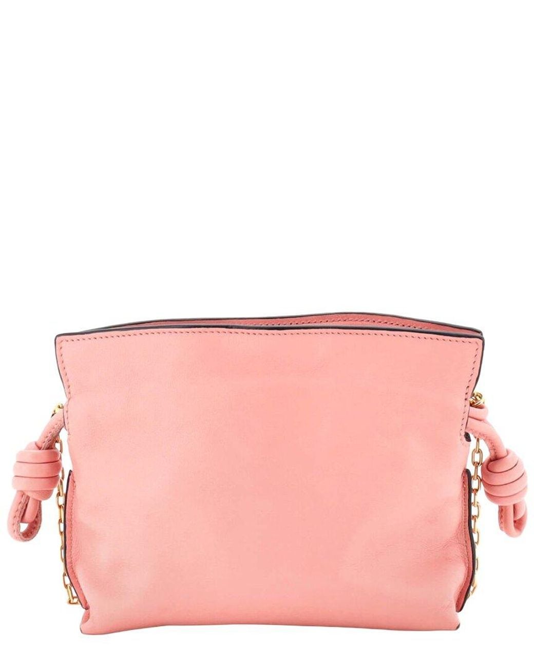 Loewe Pink Leather Flamenco Knot Chain Clutch Nano (Authentic Pre-Loved)