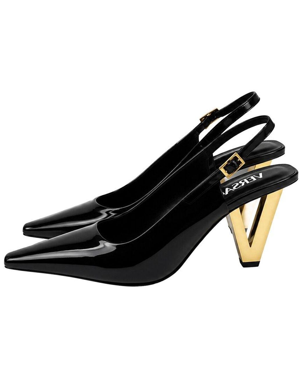 Versace Black Patent Leather Slingback Pump (Authentic Pre-Loved)