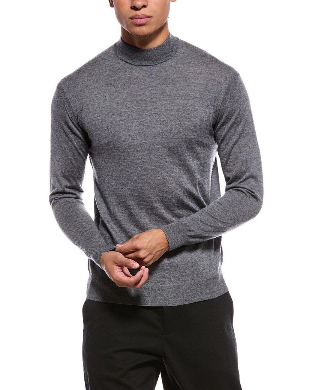 N.Peal Cashmere Gray Bond Fine Gauge Cashmere & Silk-Blend Turtleneck Sweater for men