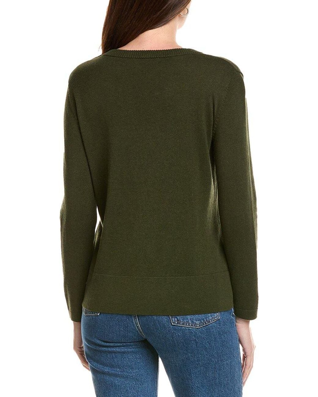 Hannah Rose Green Basic V-Neck Pullover