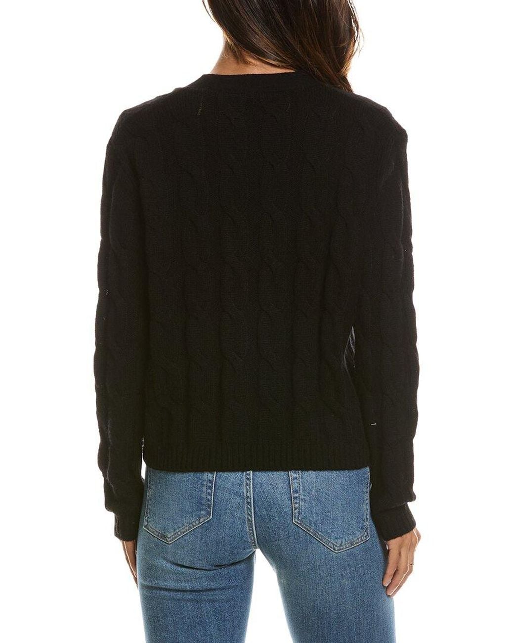 Forte Black Cable V-Neck Wool & Cashmere-Blend Cardigan