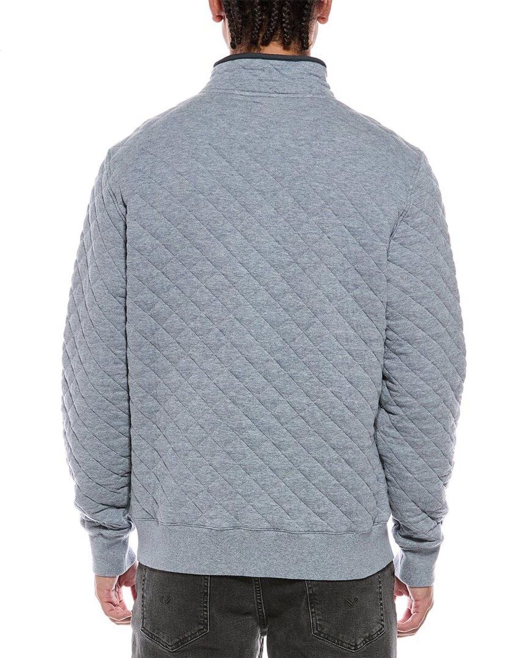 Faherty Brand Blue Epic Quilted Fleece Pullover for men