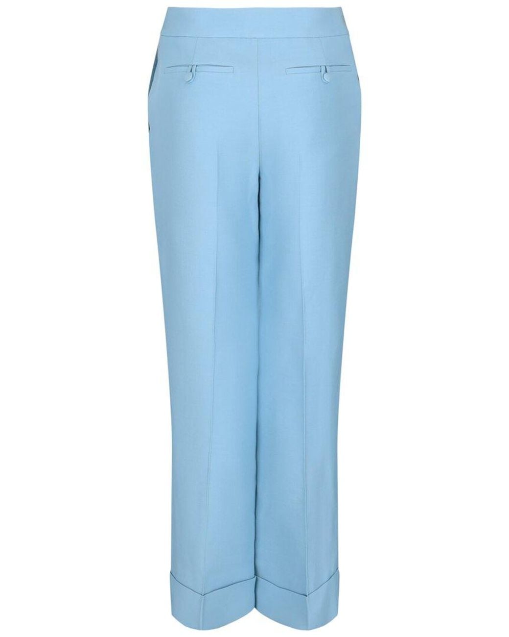 Valentino Blue Crepe Couture Wool & Silk-Blend Pant