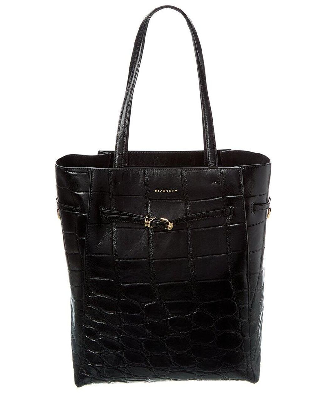 Givenchy Voyou Medium Croc-Embossed Leather Tote in Black | Lyst
