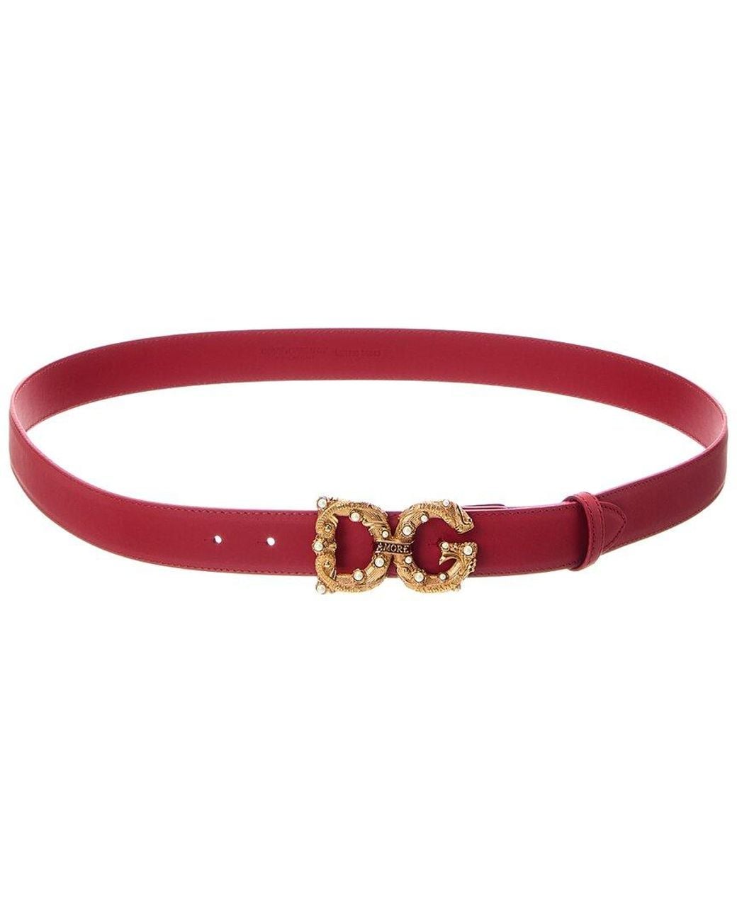 Dolce & Gabbana Red Dg Logo Leather Belt