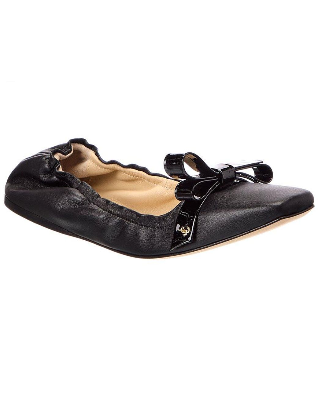 Jimmy Choo Black Adalee Leather Ballet Flat