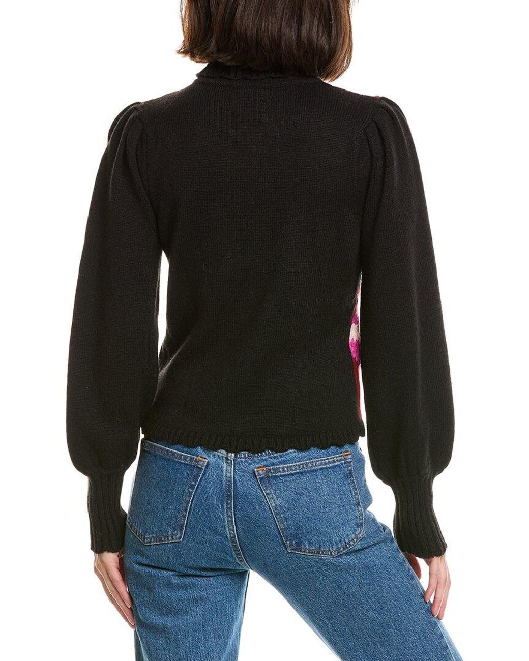 Farm Rio Blue Knit Wool-Blend Sweater