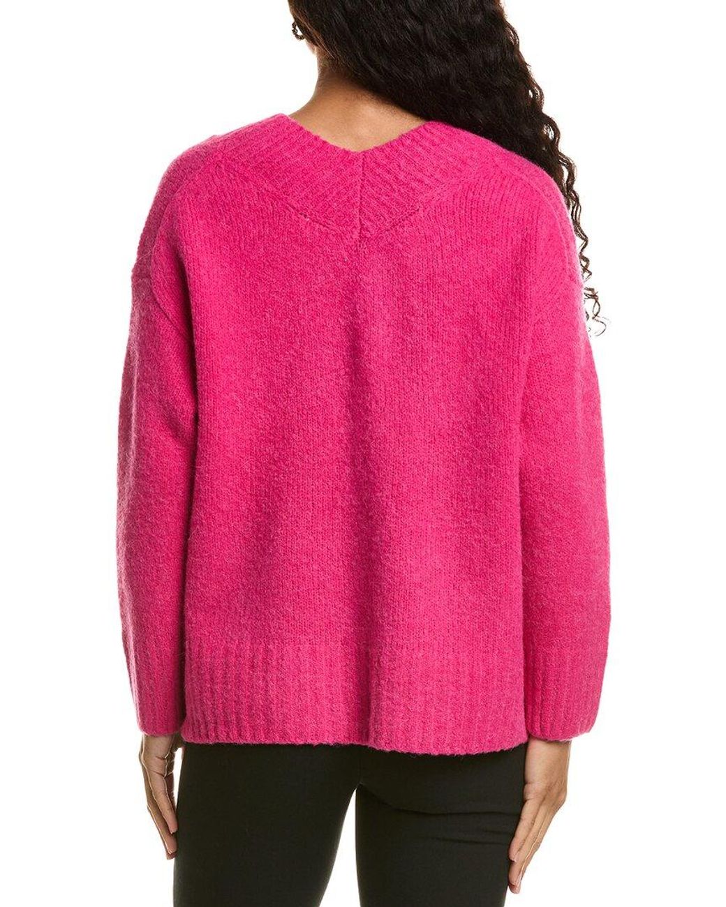 LaBiz Pink Wool & Alpaca-Blend V-Neck Sweater