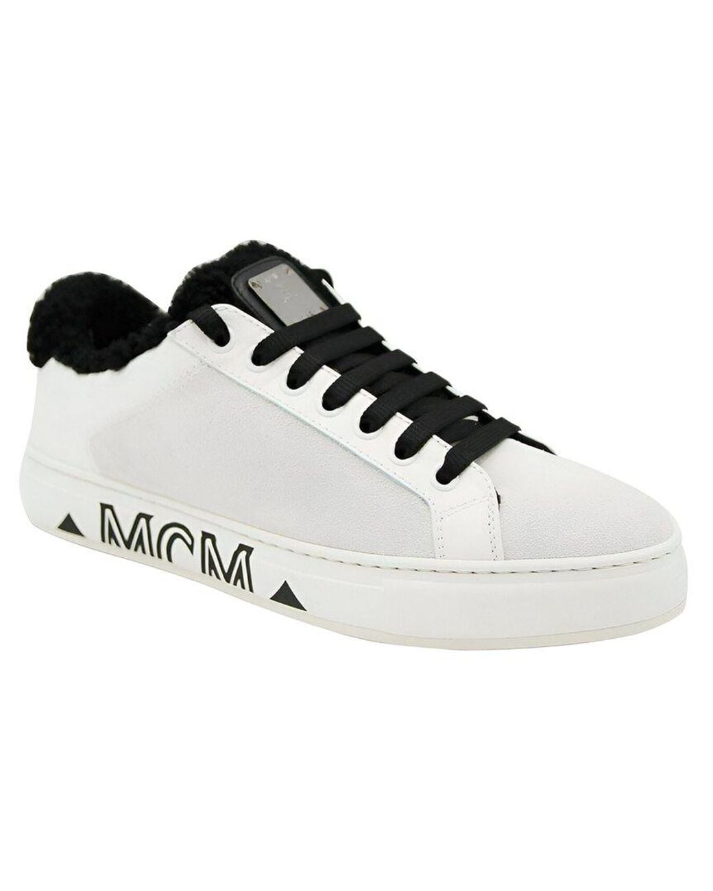 MCM Black Canvas & Shearling Sneaker
