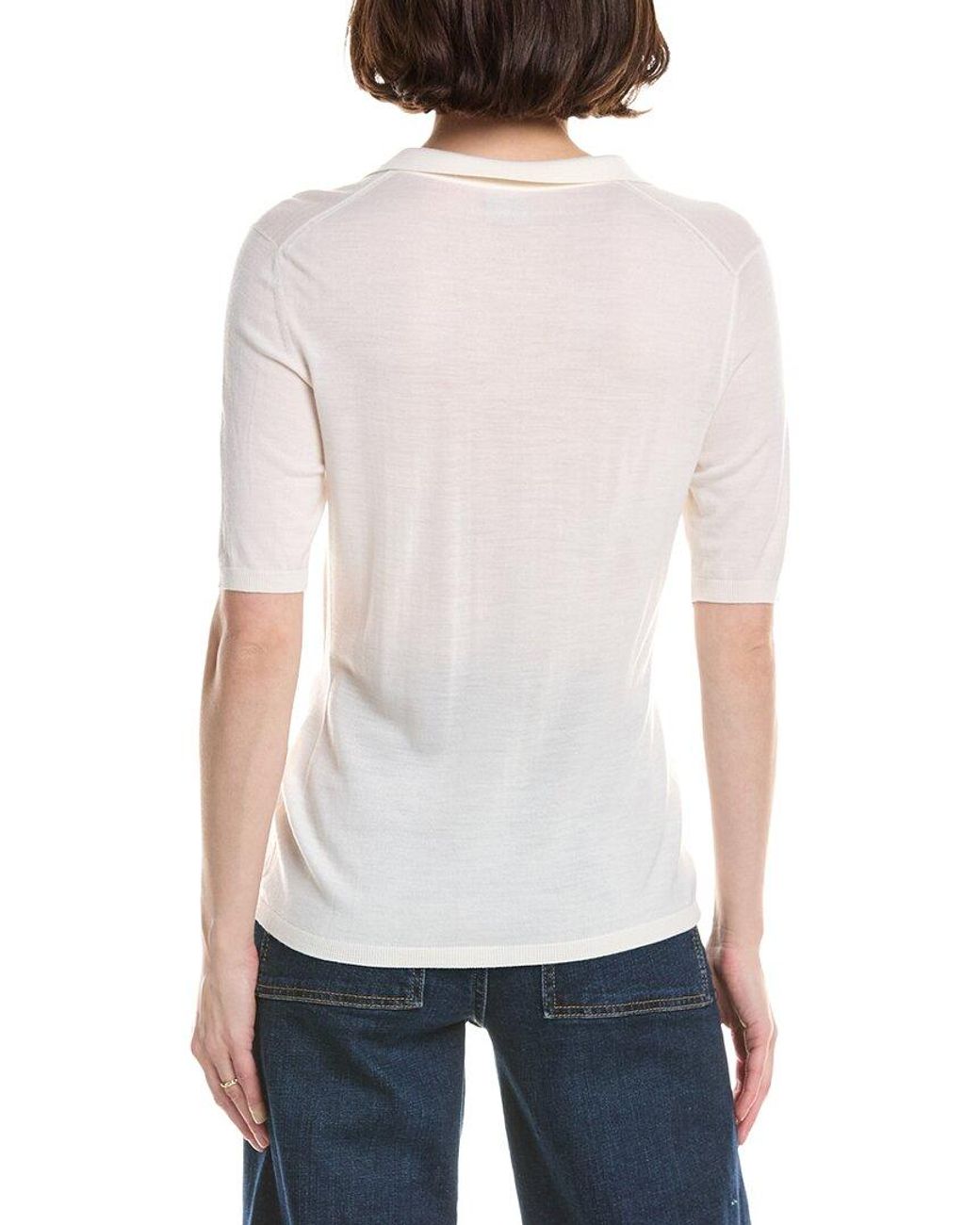 Eleventy White Half-Sleeve Wool Polo Shirt