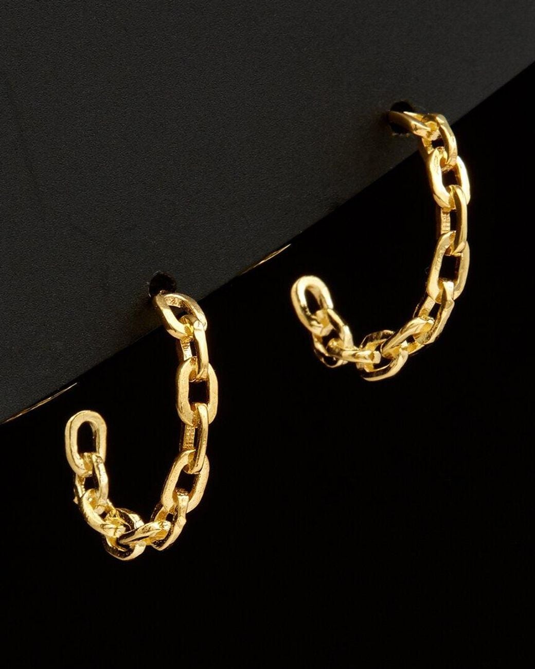 Italian Gold Black 14k Chain Link Hoops