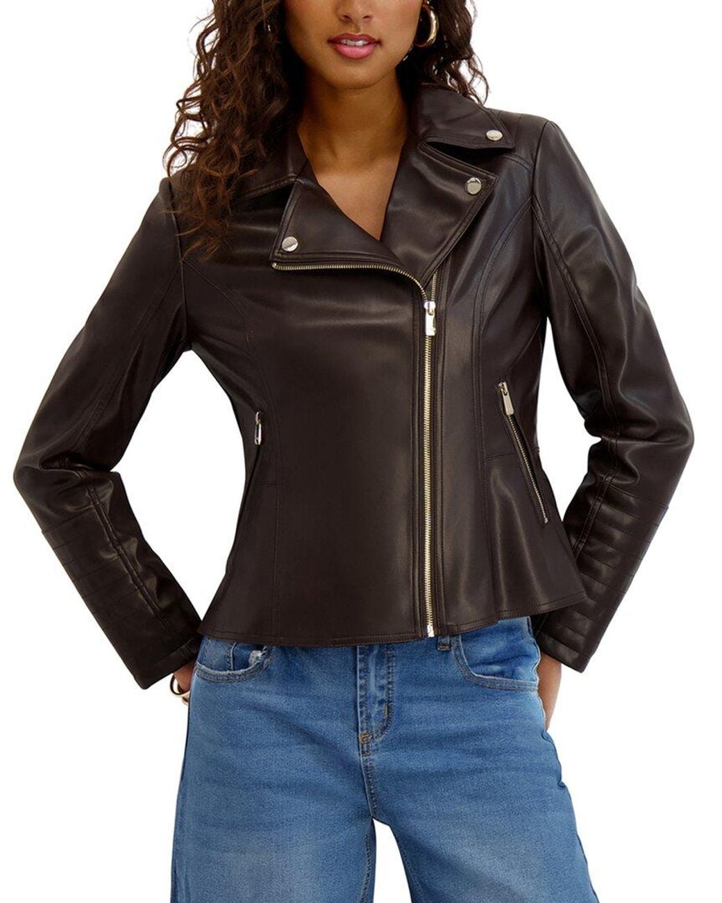Kensie Black Faux Leather Moto Jacket