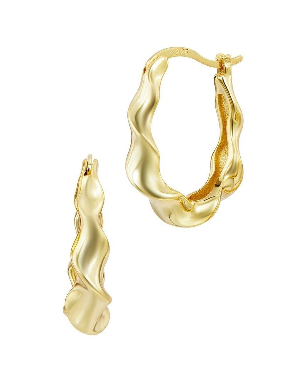 Savvy Cie Metallic 14K Plated Hoop Earrings