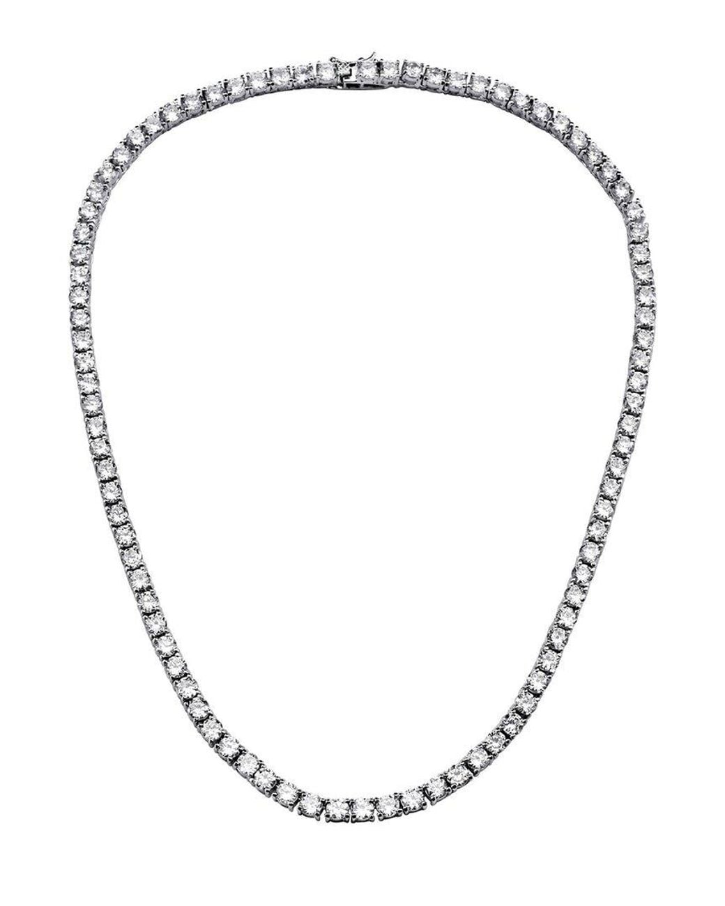 Genevive Jewelry Metallic Silver Cz Tennis Necklace