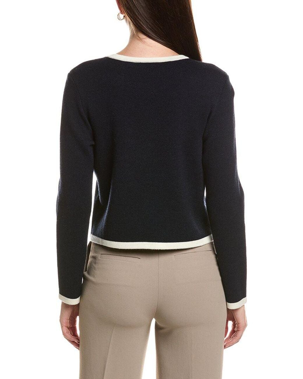 Bruno Magli Black Tipped Merino Wool Cropped Jacket