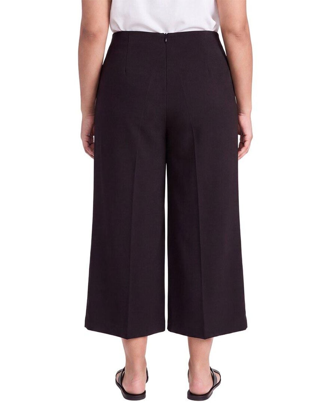 Anne Klein Black Plus High-Rise Pull-On Wide Leg Crop Pant