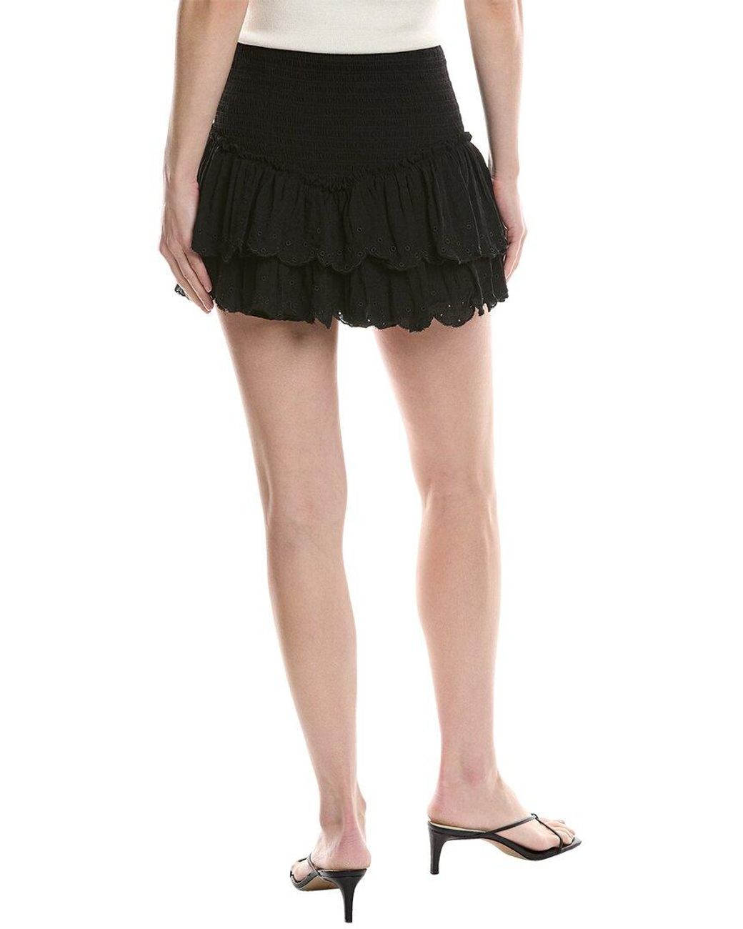 7021 Black Smocked Mini Skirt