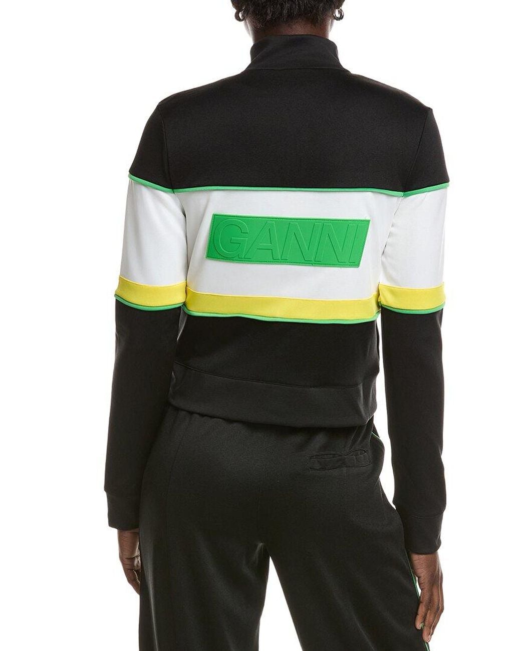 Ganni Black Sporty Jersey Tracksuit Jacket