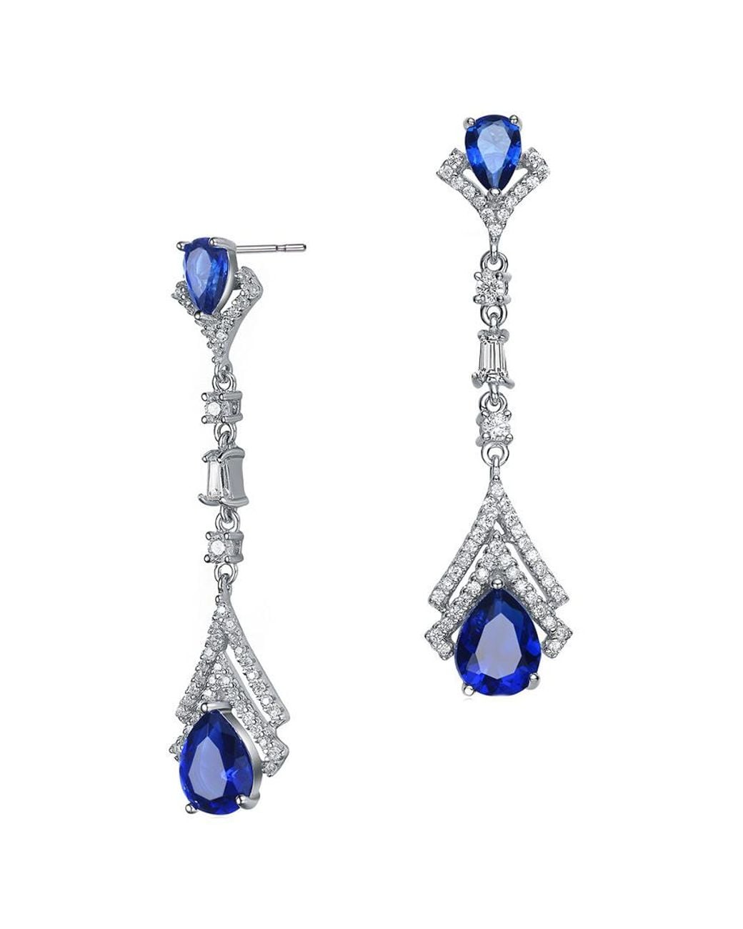 Genevive Jewelry Blue Silver Earrings