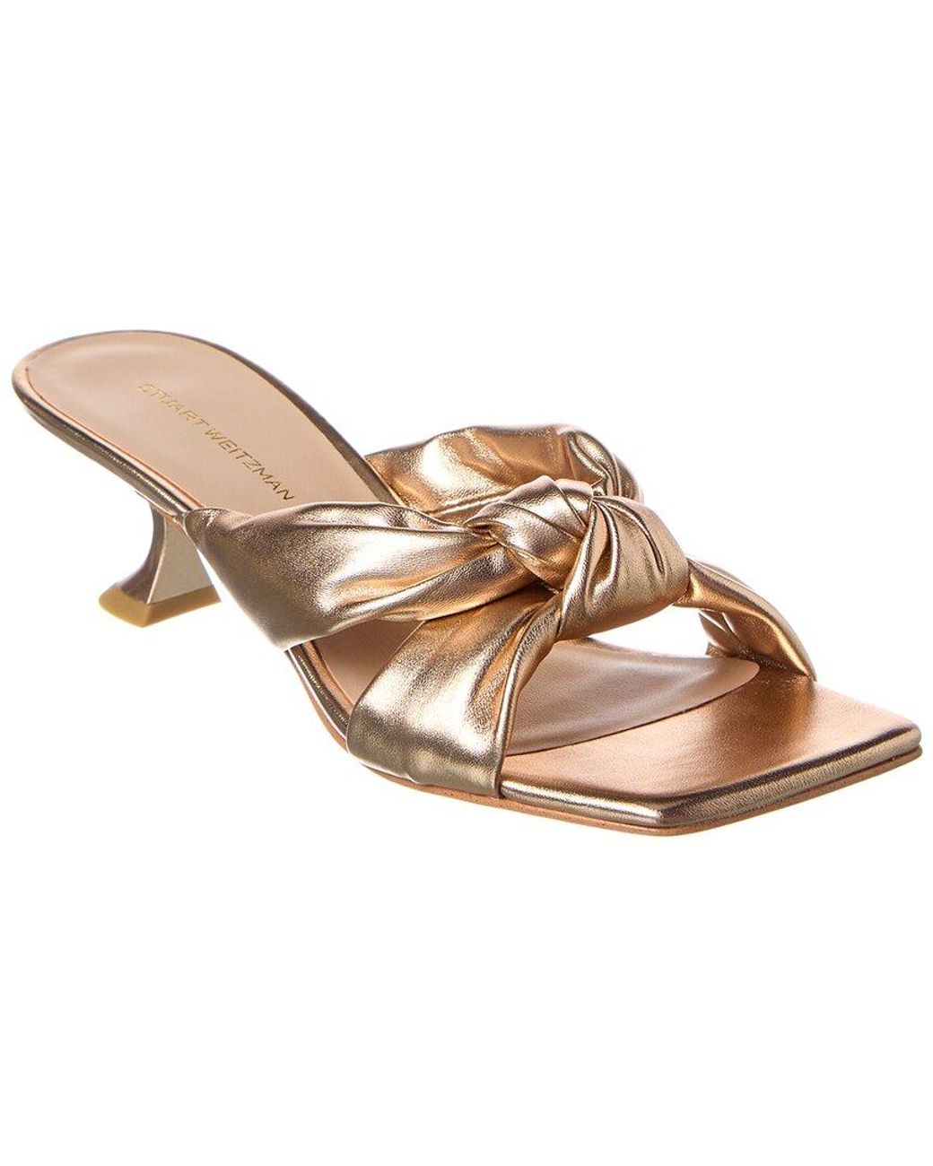 Stuart Weitzman Pink Playa Knot Leather Sandal