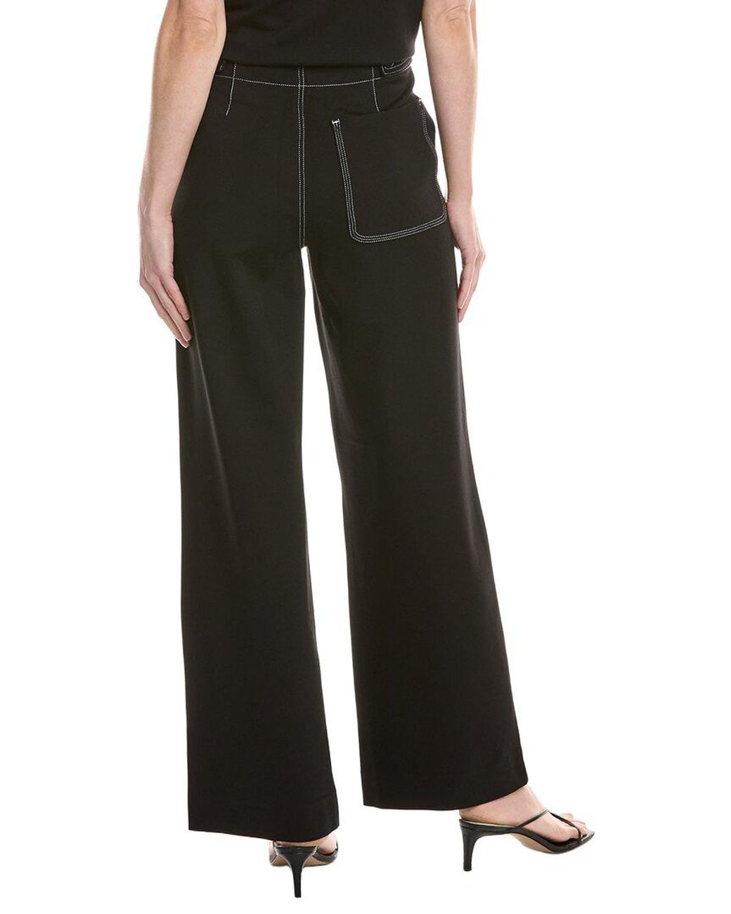 Rag & Bone Black Irina Ponte Contrast Stitch Tailored Pant