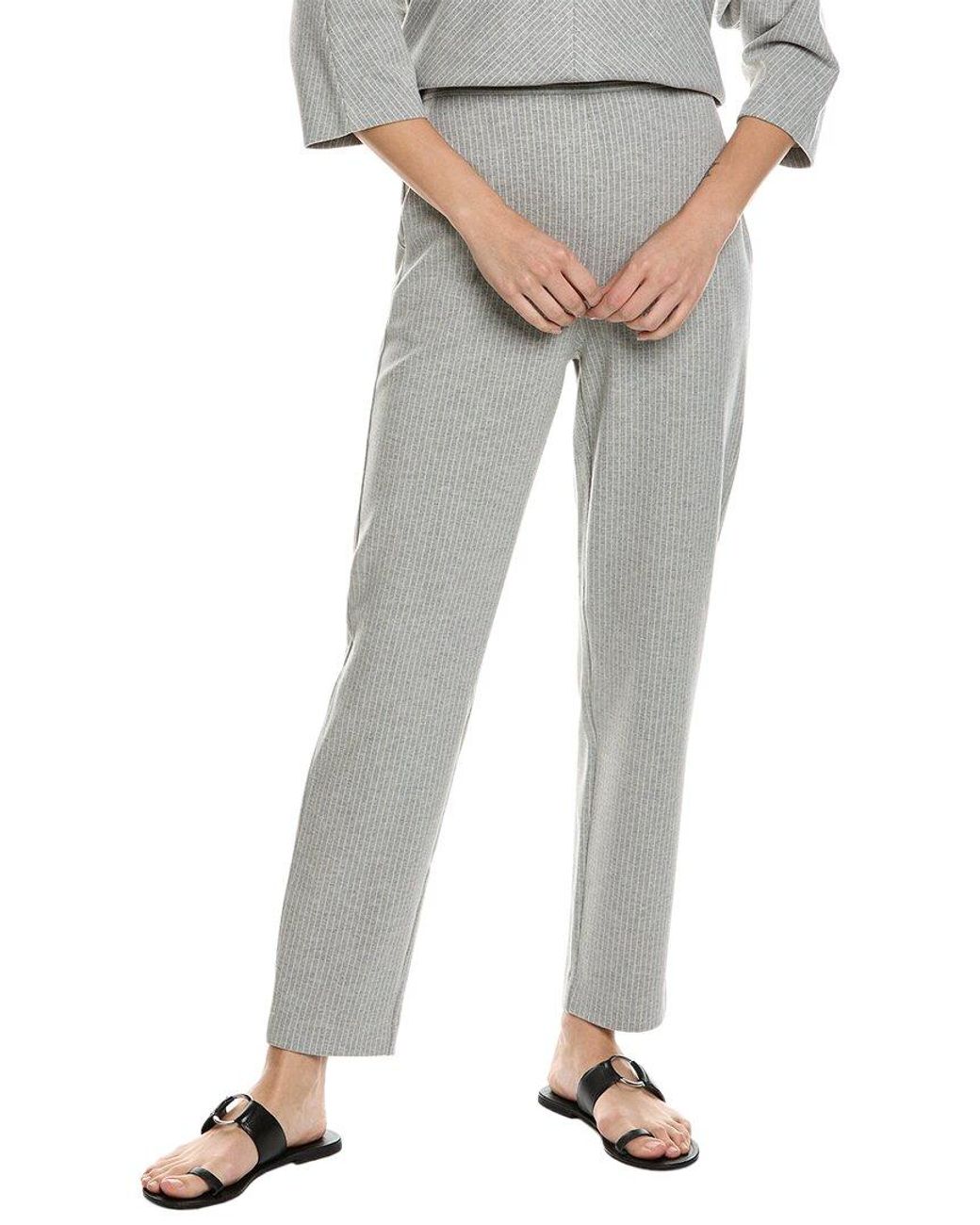 St. John Gray Soft Pinstripe Pant