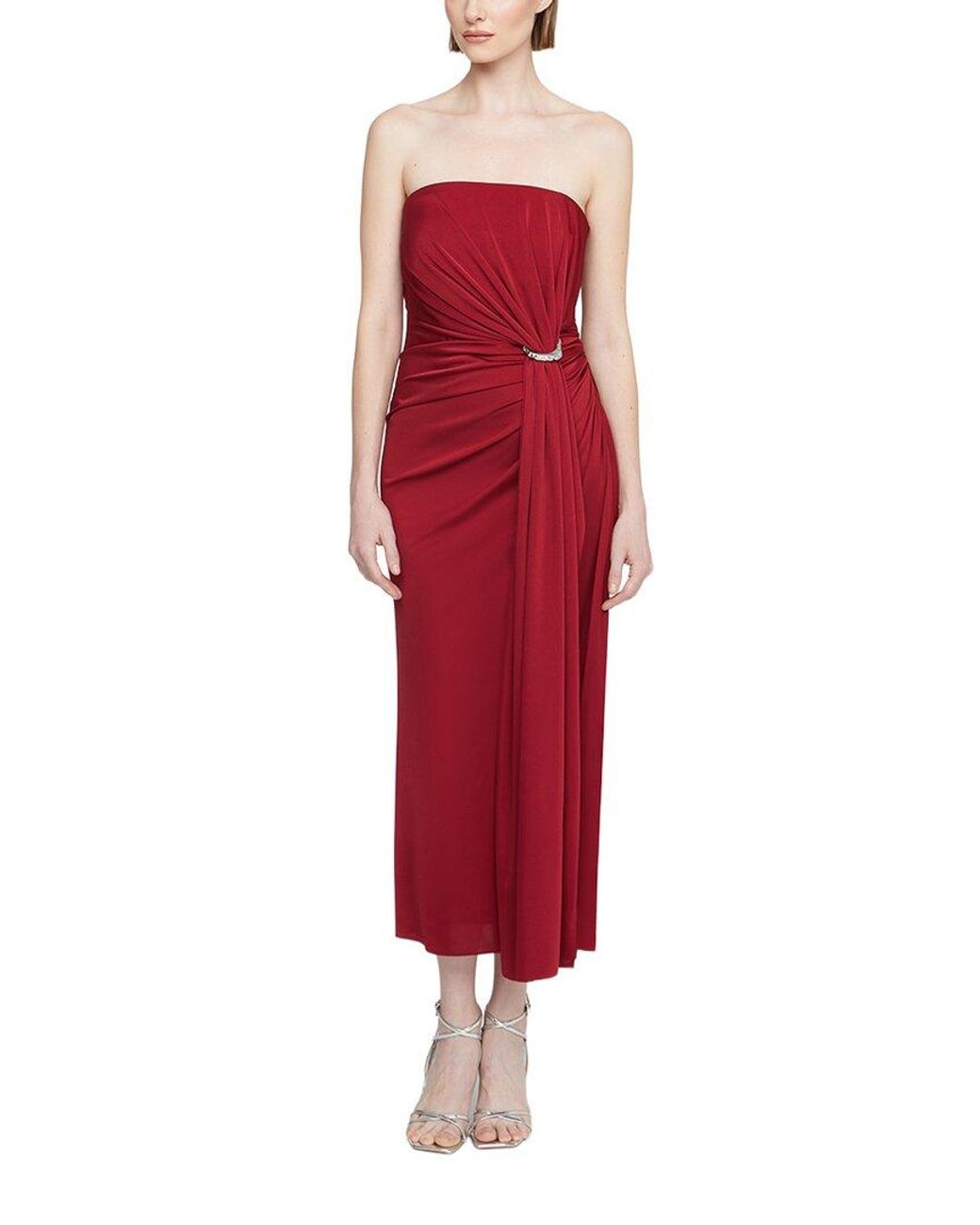 Halston Heritage Red Nadia Midi Dress