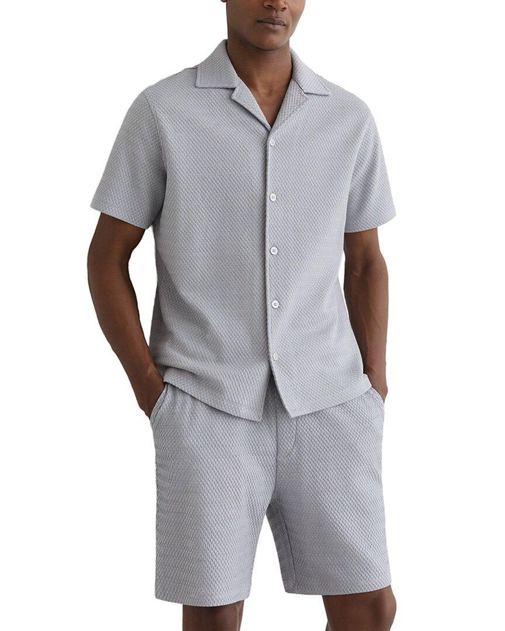 Reiss Gray Felipe Textured Jacquard Top for men