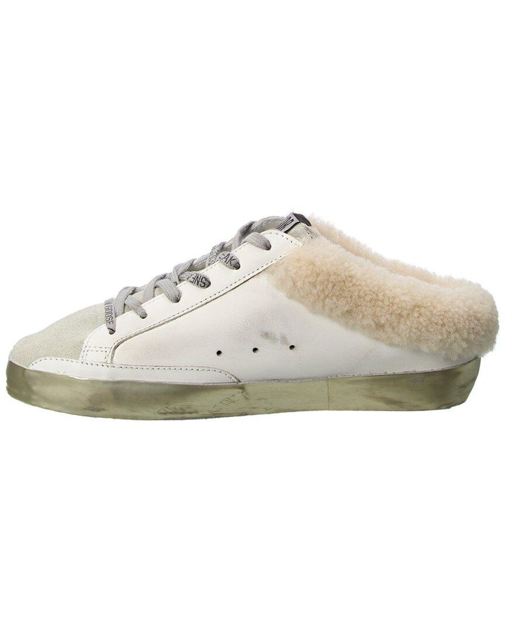 Golden Goose Superstar Sabot Leather & Shearling Sneaker in White | Lyst