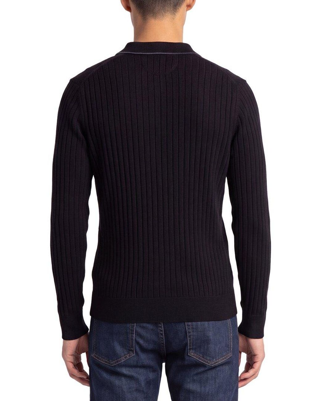 Raffi Black Wool-Blend Drop Needle Shirt for men