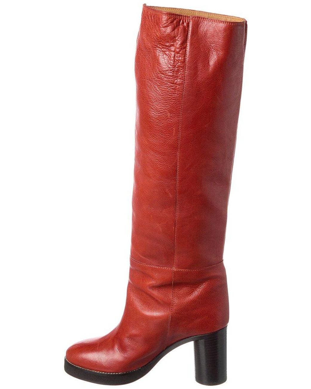 Isabel Marant Red Leather Over-The-Knee Boot