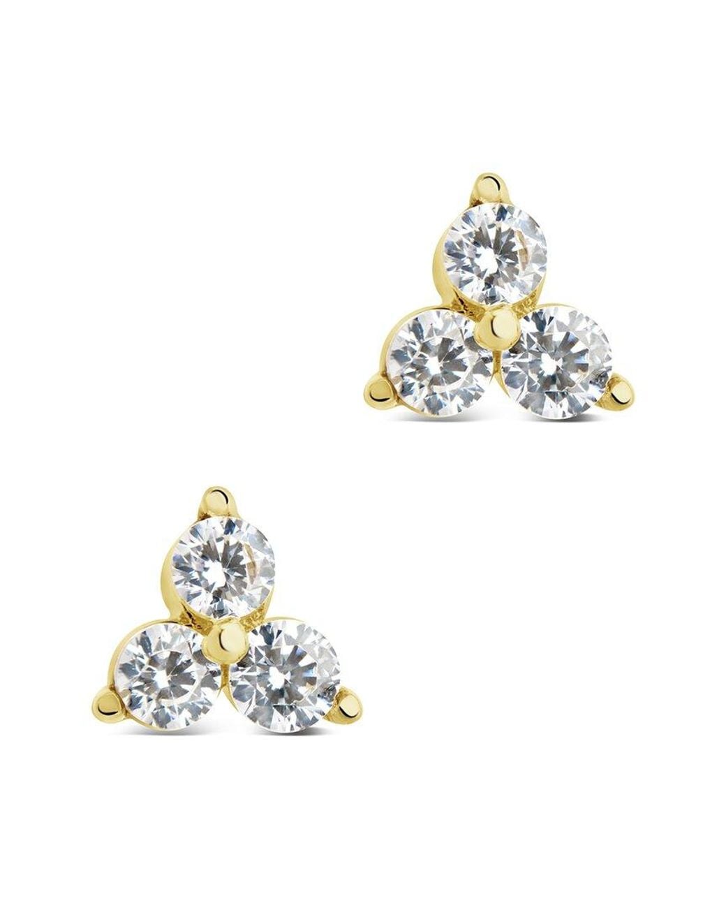 Sterling Forever Metallic 14k Over Silver Cz Pyramid Studs