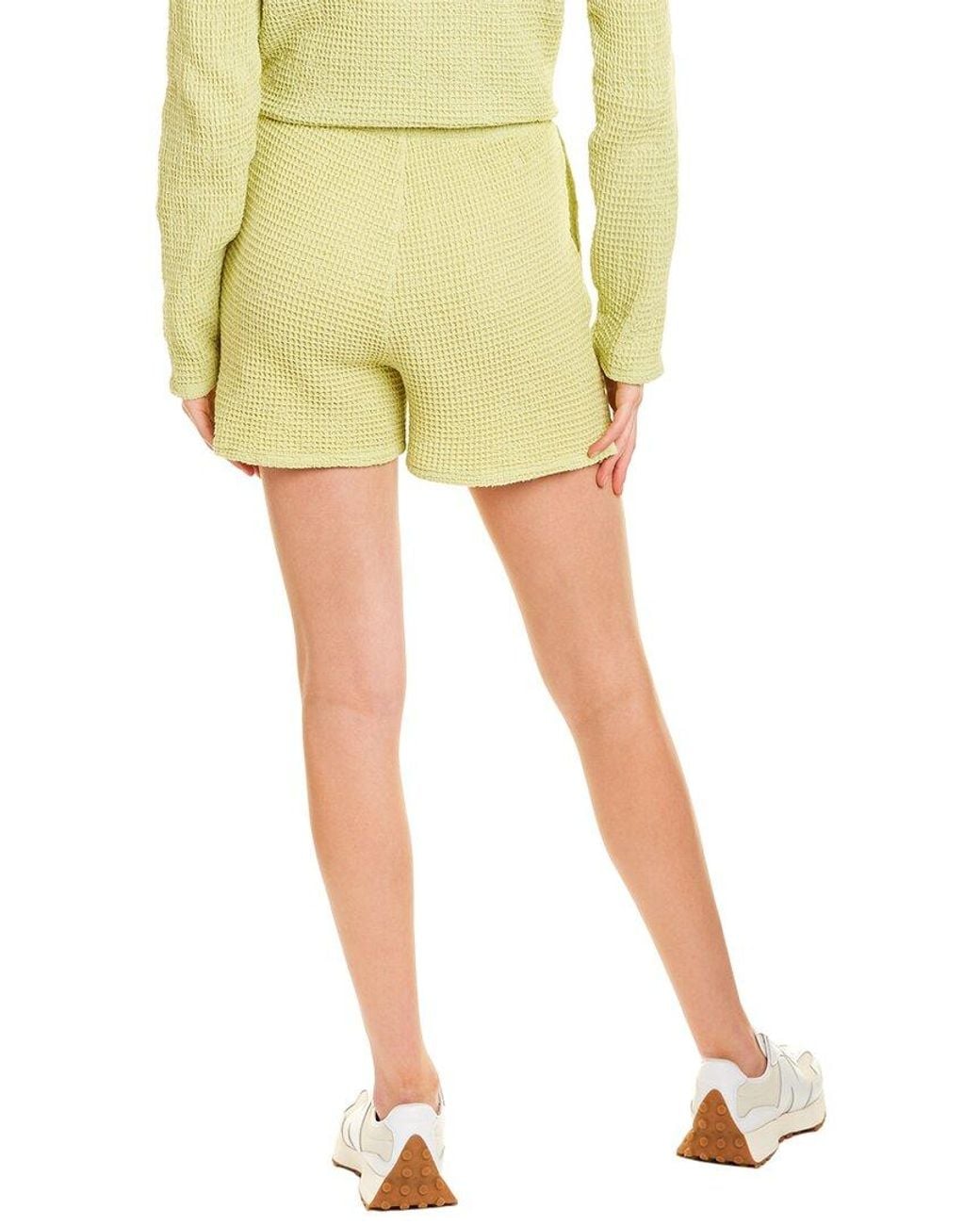 DONNI. Yellow Waffle Henley Short