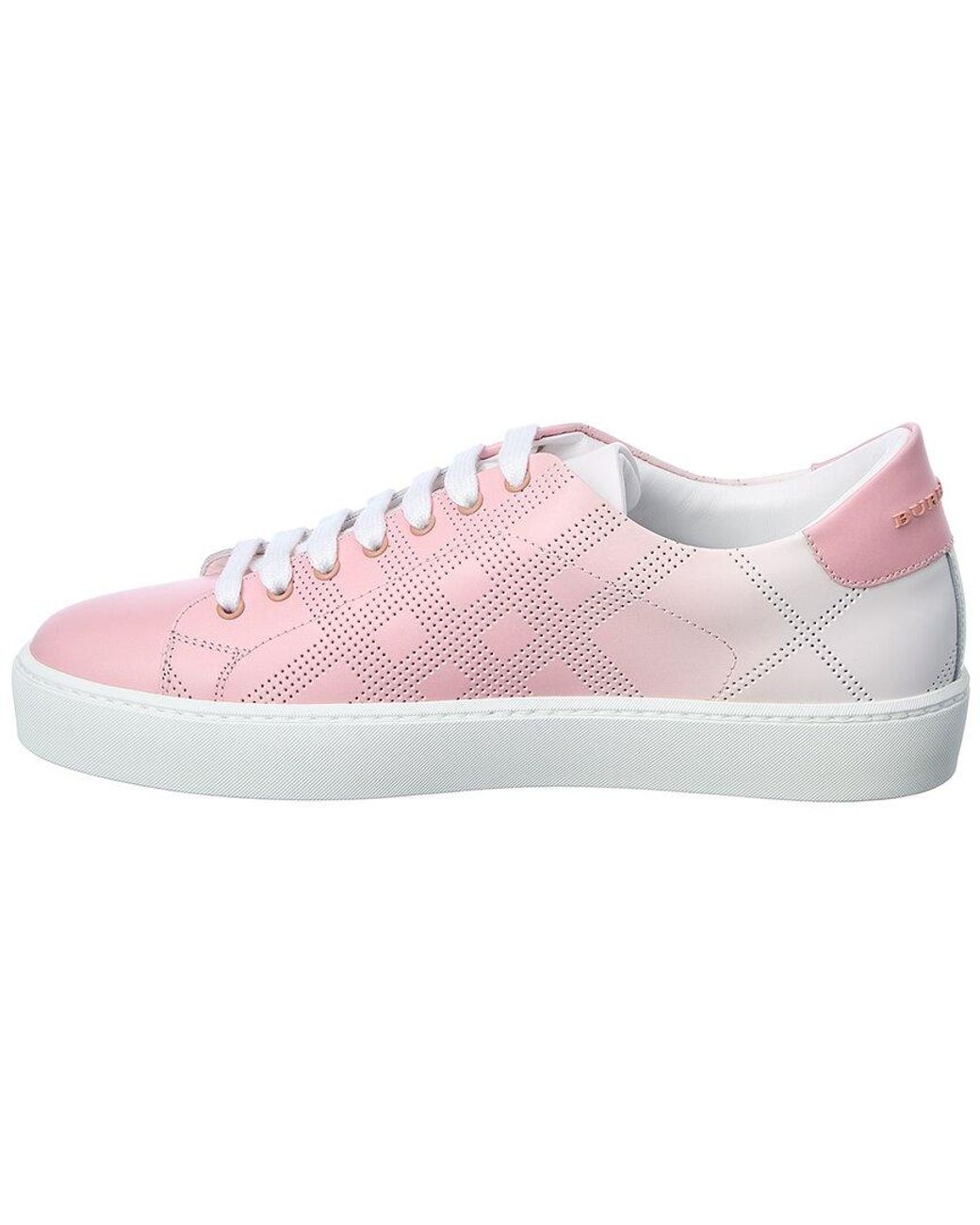 Burberry Westford Perforated Check Leather Sneaker in Pink | Lyst