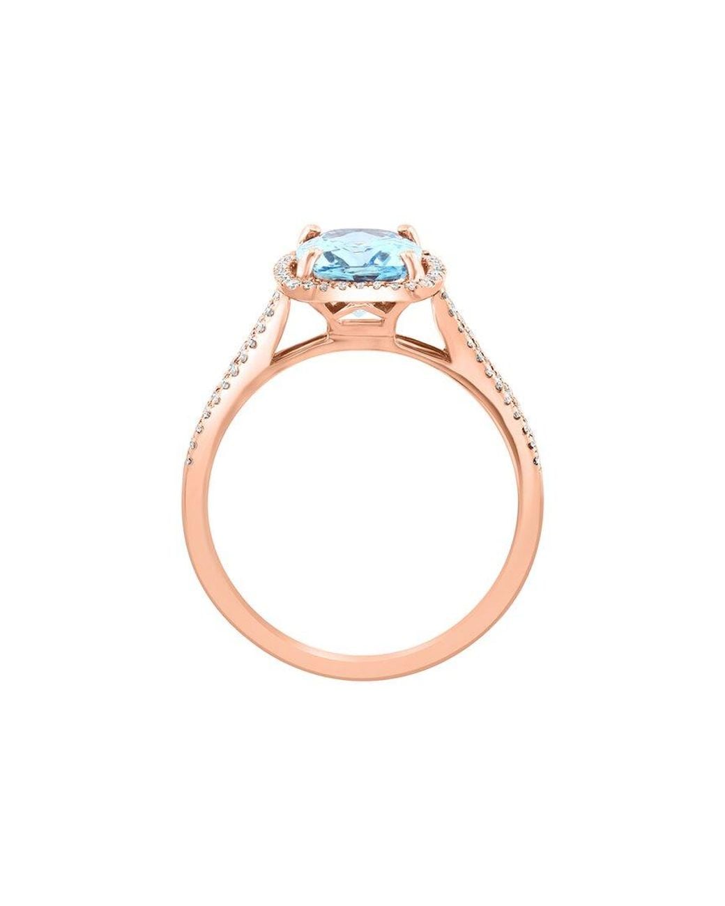 Effy Fine Jewelry Blue 14K Rose 2.24 Ct. Tw. Diamond & Aquamarine Ring