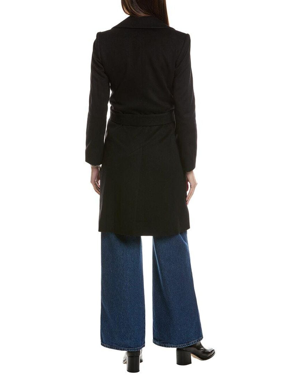 Fleurette Blue Notch Collar Wool Wrap Coat