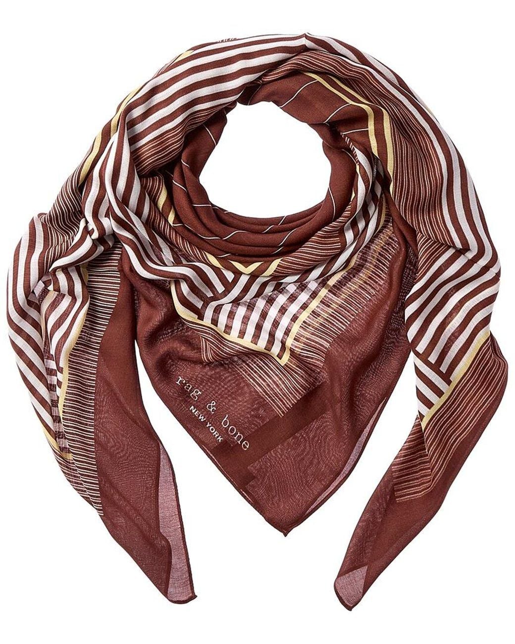 Rag & Bone Red Pinstripe Silk-Blend Scarf